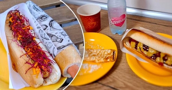 Hot dog menük, palacsintával, kávéval és ásványvízzel